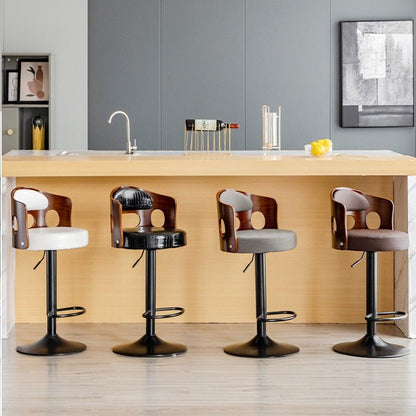 BS5105-BLACKBar Stools Kitchen Bar Stool Leather Barstools Swivel Gas Lift Counter Chairs- White - Cosy Abode