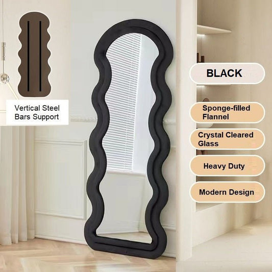 Elegance Curvy Floor Mirror Full Length - Black 170cm x 70cm - Cosy Abode