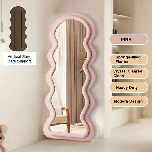 Elegance Curvy Floor Mirror Full Length - Pink 170cm x 70cm - Cosy Abode