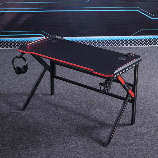 Gaming Desk Desktop PC Computer Desks Desktop Racing Table Office Laptop Home K-Shaped Legs Black 120cm - Cosy Abode
