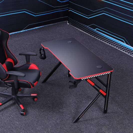 Gaming Desk Desktop PC Computer Desks Desktop Racing Table Office Laptop Home K-Shaped Legs Black 140cm - Cosy Abode