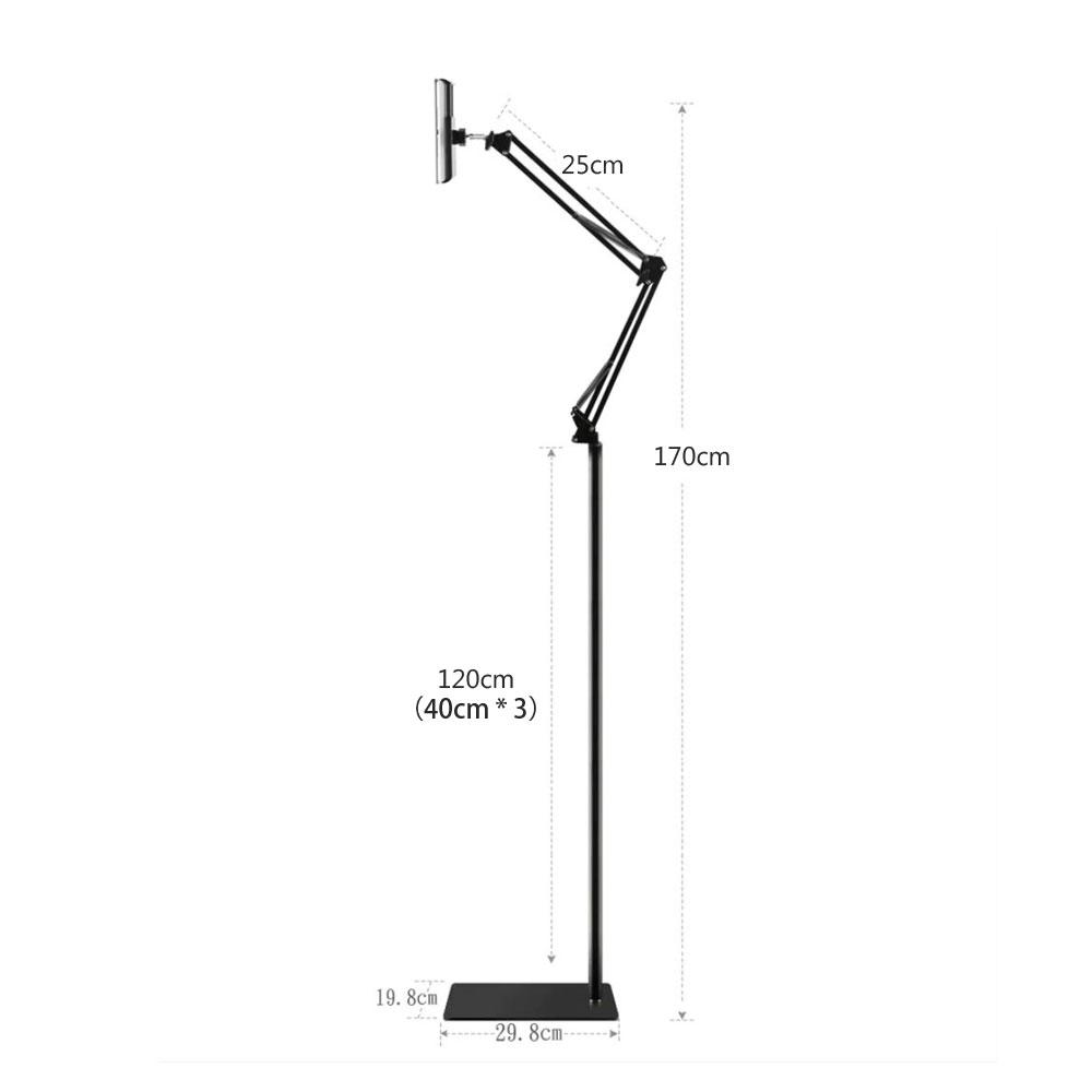 Hands Free Floor Stand Adjustable Bed Clip Holder For Tablet iPad iPhone 170cm White Black White - Cosy Abode
