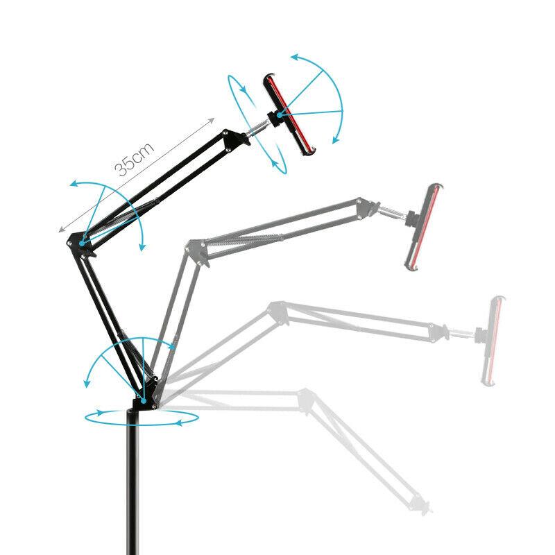 Hands Free Floor Stand Adjustable Bed Clip Holder For Tablet iPad iPhone 170cm - Cosy Abode