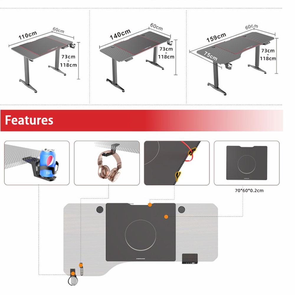 Gaming Standing Desk Home Office Lift Electric Height Adjustable Sit To Stand Motorized Standing Desk 1460 - Cosy Abode