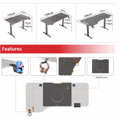 Gaming Standing Desk Home Office Lift Electric Height Adjustable Sit To Stand Motorized Standing Desk 1675 - Cosy Abode