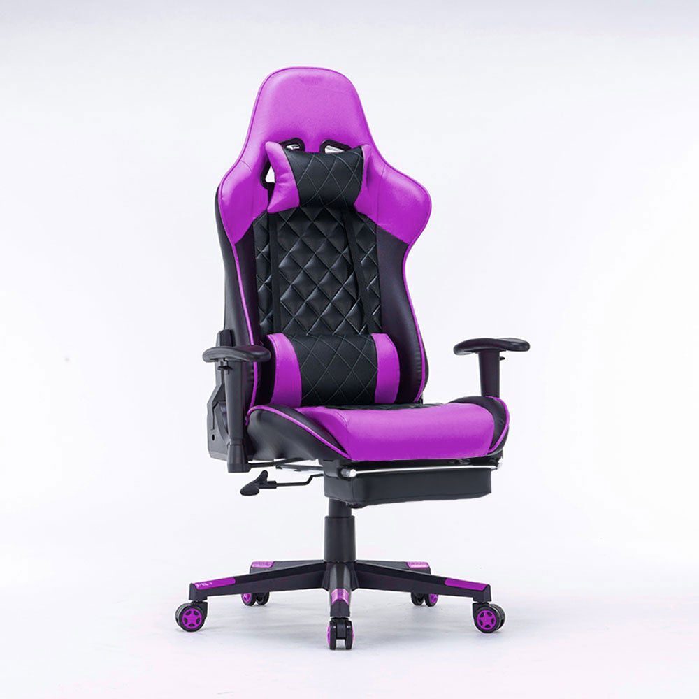Gaming Chair Ergonomic Racing chair 165° Reclining Gaming Seat 3D Armrest Footrest Black Purple - Cosy Abode