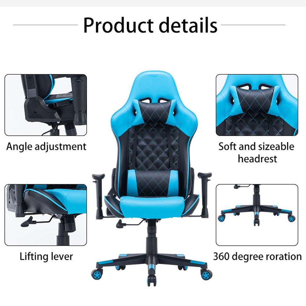 Gaming Chair Ergonomic Racing chair 165° Reclining Gaming Seat 3D Armrest Footrest Black Purple - Cosy Abode
