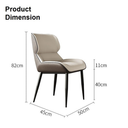 Light Grey Italian Minimal List Dining Chairs PU Retro Chair Cafe Kitchen Modern Metal Legs x2 - Cosy Abode