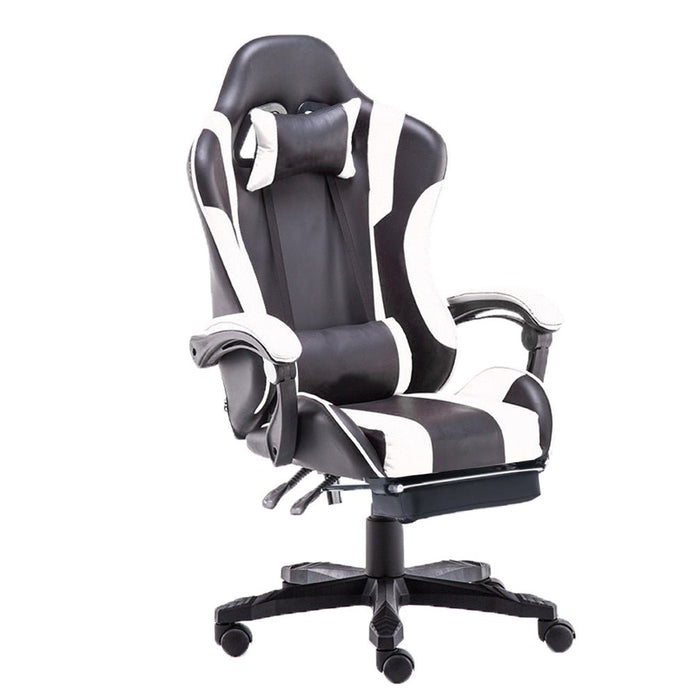 Gaming Chair Office Computer Seating Racing PU Executive Racer Recliner Large Black White - Cosy Abode
