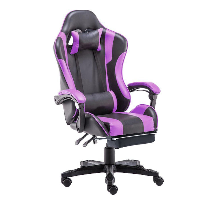 Gaming Chair Office Computer Seating Racing PU Executive Racer Recliner Large Black White - Cosy Abode