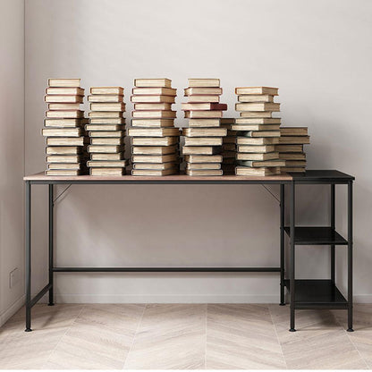 Computer Table Desk Book Storage Student Study Home Office Workstation Vintage Oak Finish - Cosy Abode