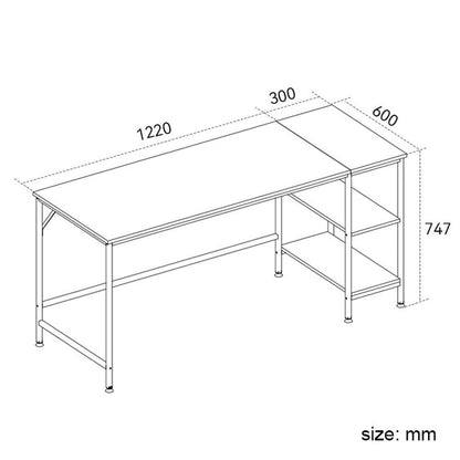 Computer Table Desk Book Storage Student Study Home Office Workstation Vintage Oak Finish - Cosy Abode