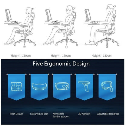 Sihoo M57 Ergonomic Office Chair, Computer Chair Desk Chair High Back Chair Breathable,3D Armrest and Lumbar Support Grey without Footrest - Cosy Abode