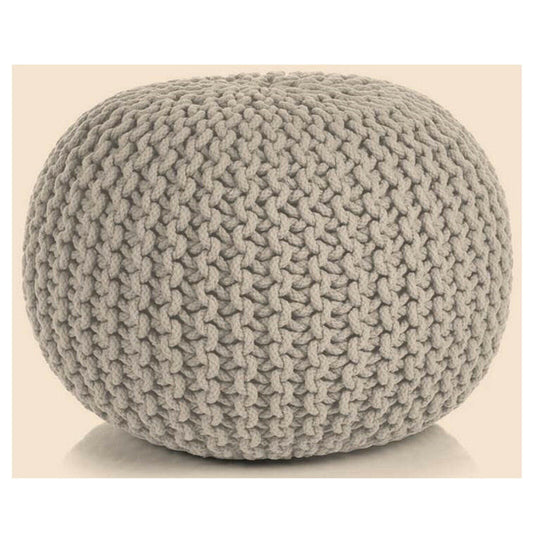 Braided Ottoman Pouffe Footstool Hand Knitted (Beige) - Cosy Abode