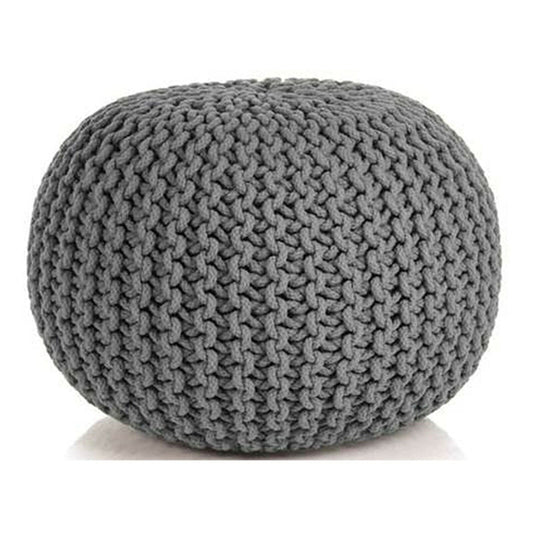 Braided Ottoman Pouffe Footstool Hand Knitted (Grey) - Cosy Abode