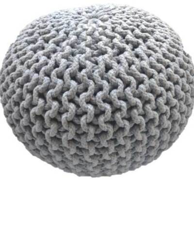 Braided Ottoman Pouffe Footstool Hand Knitted (Light Grey) - Cosy Abode
