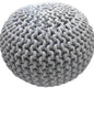 Braided Ottoman Pouffe Footstool Hand Knitted (Light Grey) - Cosy Abode