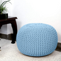 Braided Ottoman Pouffe Footstool Hand Knitted (Blue) - Cosy Abode