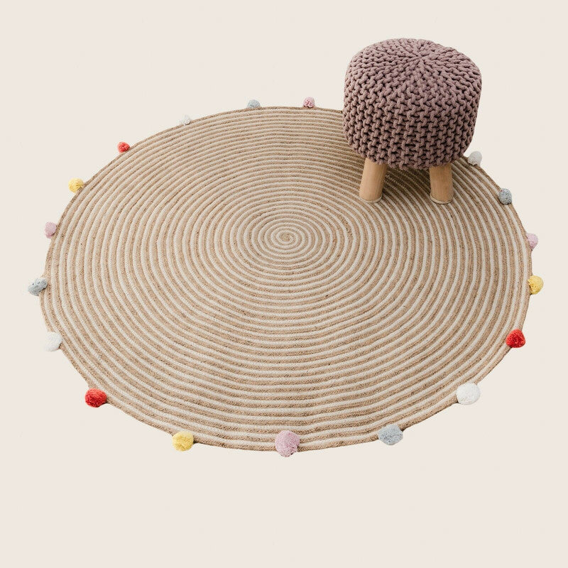 Kids Hand Knitted Cotton Braided Foot Rest Sitting Stool Ottoman (Rose Pink) - Cosy Abode