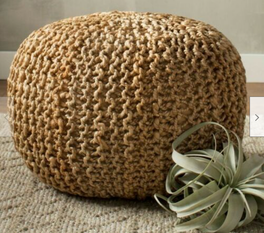 Braided Ottoman Jute Pouffe Footstool Hand Knitted - Cosy Abode