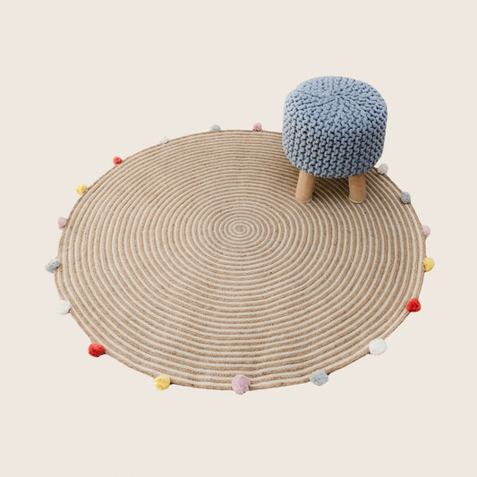 Kids Hand Knitted Cotton Braided Foot Rest Sitting Stool Ottoman (Light Grey) - Cosy Abode