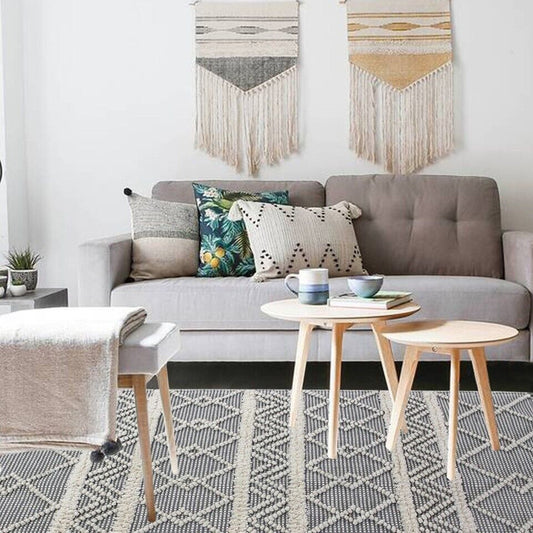 Boho Style Hand Loomed Recycle Cotton Wool Woven Design Rug 150 x 200 cm - Cosy Abode