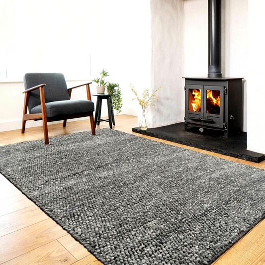Wool Pebble Charcoal Lifestyle Rug 130x 180 cm - Cosy Abode