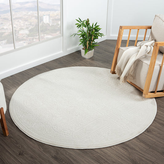 Grande Jacquard Rug - Ivory - 200x200 - Cosy Abode