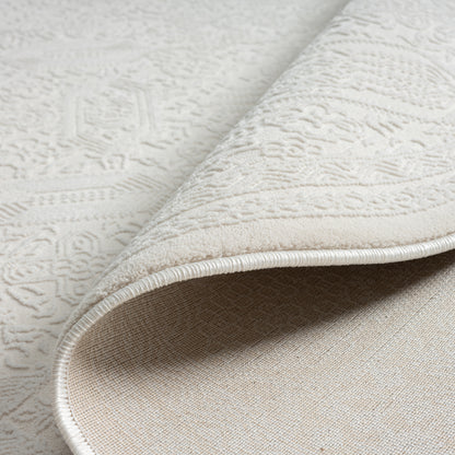 Grande Jacquard Rug - Ivory - 200x200 - Cosy Abode