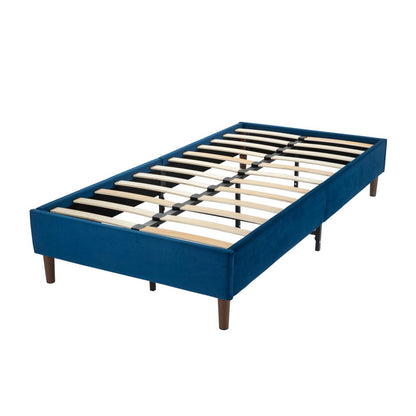 Velvet Blue Bed Frame – Queen - Cosy Abode