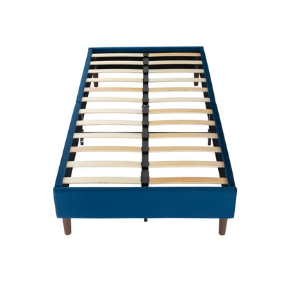 Velvet Blue Bed Frame – Queen - Cosy Abode