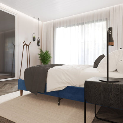 Velvet Blue Bed Frame – Queen - Cosy Abode