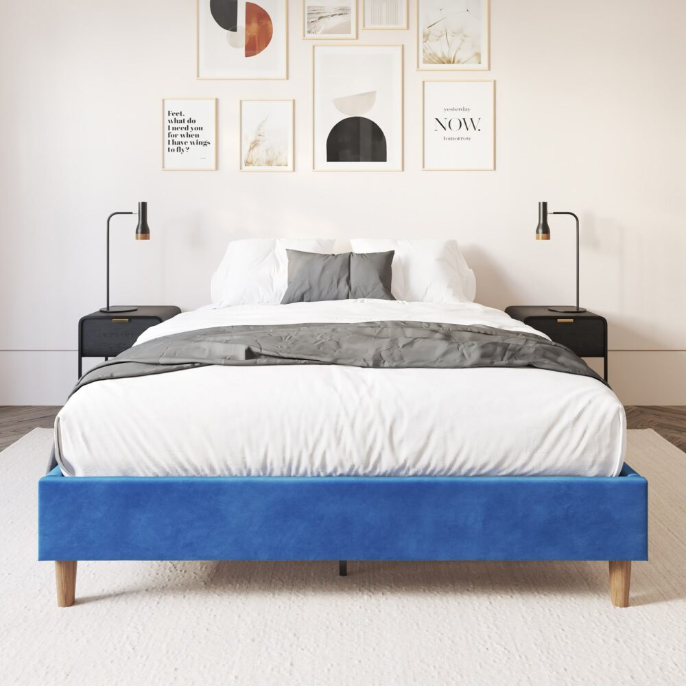Velvet Blue Bed Frame – Single - Cosy Abode