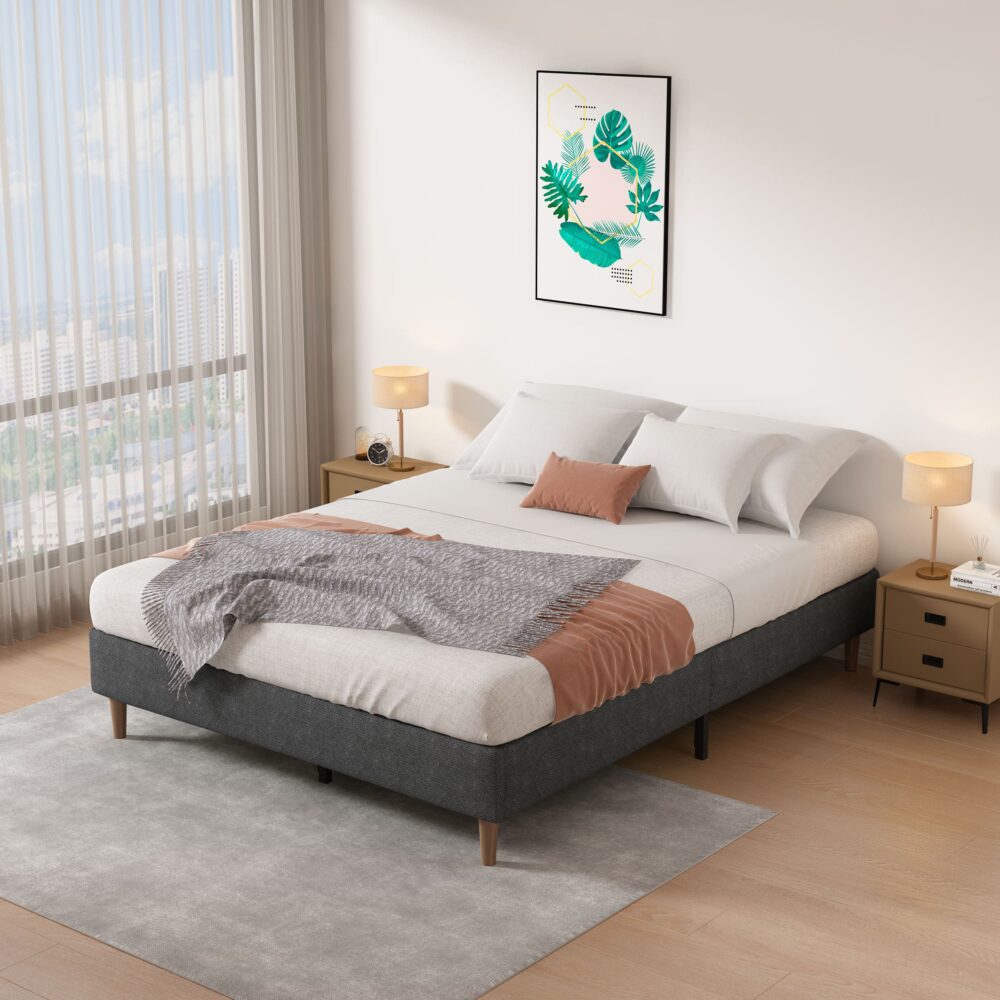 Bed Frame Mattress Foundation (Dark Grey) – Single - Cosy Abode