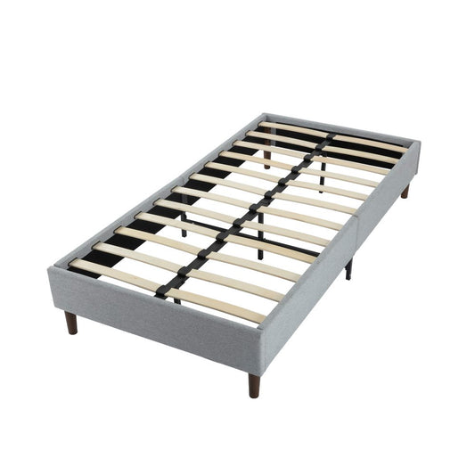 Bedframe with Wooden Slats (Light Grey) – Double - Cosy Abode