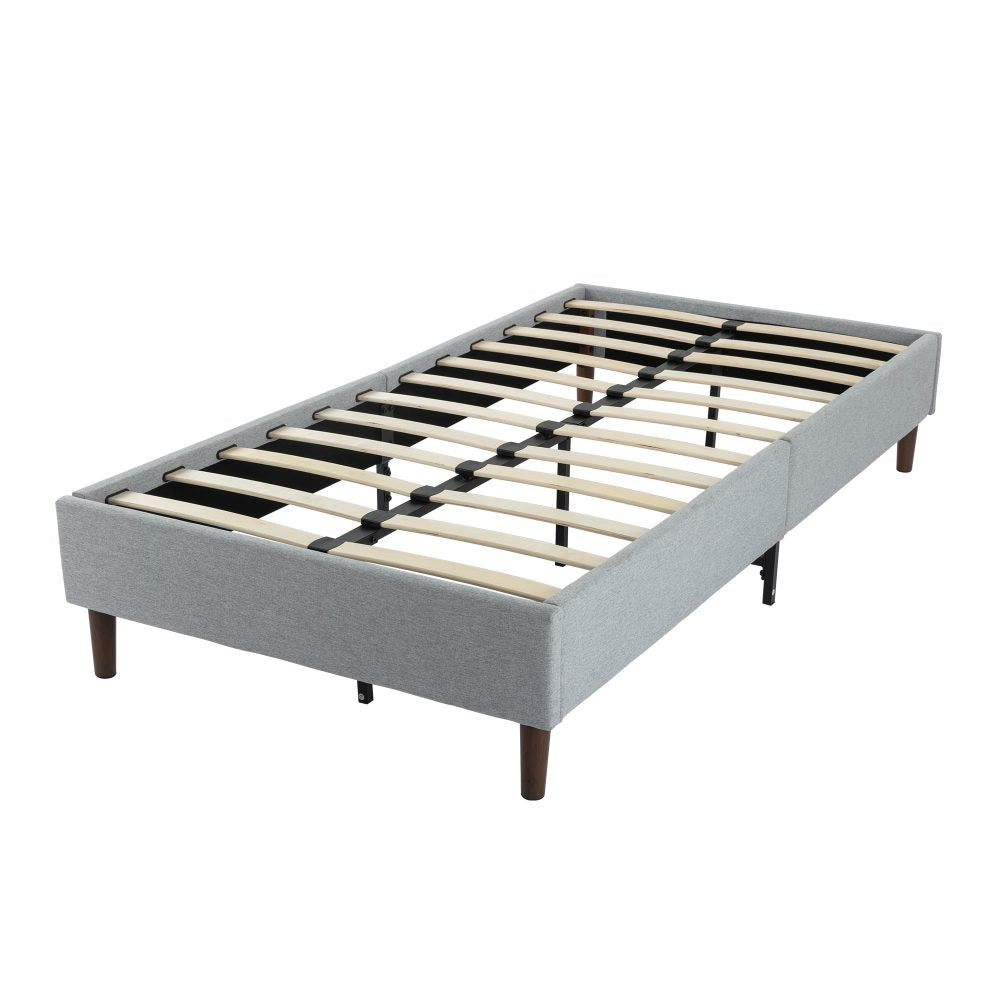 Bedframe with Wooden Slats (Light Grey) – Double - Cosy Abode