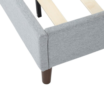 Bedframe with Wooden Slats (Light Grey) – Double - Cosy Abode