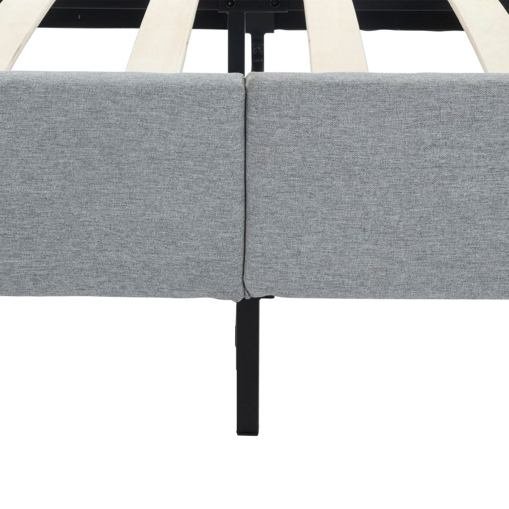 Bedframe with Wooden Slats (Light Grey) – Double - Cosy Abode