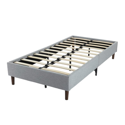 Bedframe with Wooden Slats (Light Grey) – Queen - Cosy Abode
