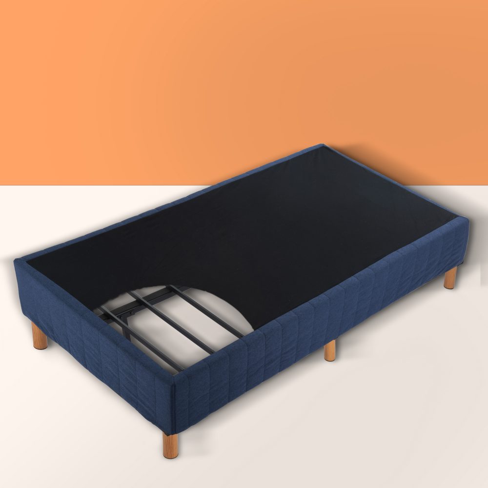 Metal Bed Frame Mattress Foundation Blue – King - Cosy Abode