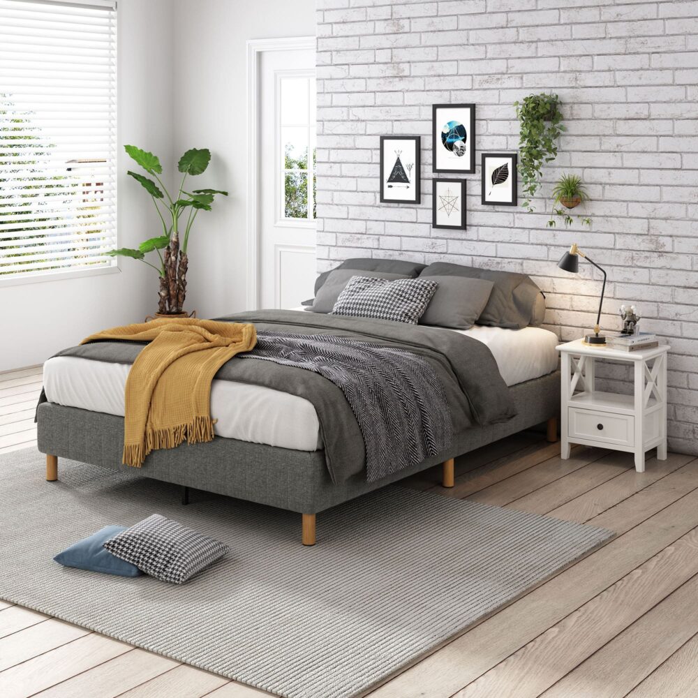 Metal Bedframe Mattress Foundation (Dark Grey) – Queen - Cosy Abode