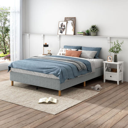 Metal Bedframe Mattress Foundation (Light Grey) – Queen - Cosy Abode