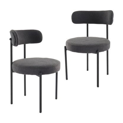 Charcoal Chic Boucle Elsa Dining Chairs - Cosy Abode