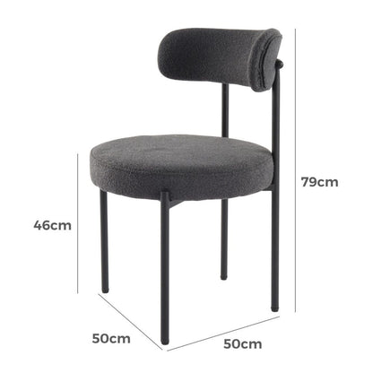 Charcoal Chic Boucle Elsa Dining Chairs - Cosy Abode