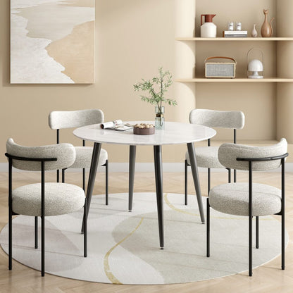 Luxe Boucle Cushioned Elsa Dining Chairs in Arctic White - Cosy Abode