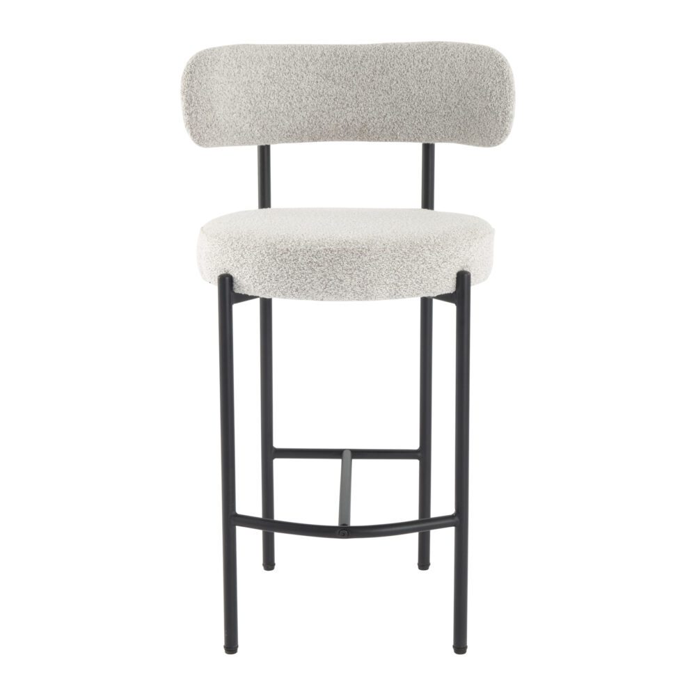 Sleek White Metal Boucle Elsa Bar Stools - Cosy Abode
