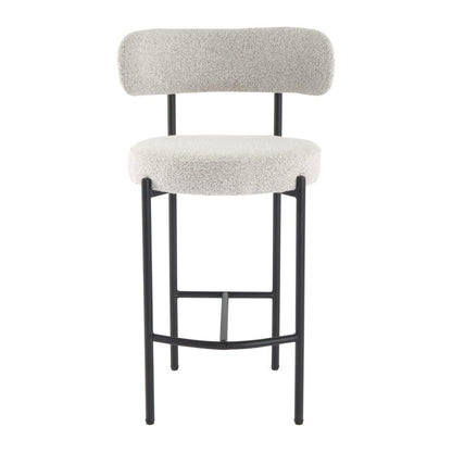 Sleek White Metal Boucle Elsa Bar Stools - Cosy Abode