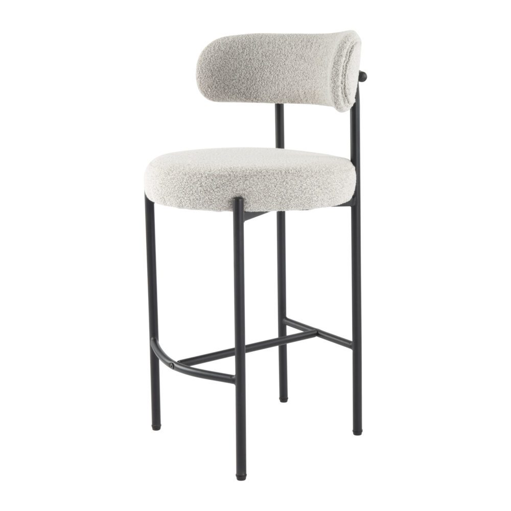 Sleek White Metal Boucle Elsa Bar Stools - Cosy Abode