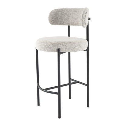 Sleek White Metal Boucle Elsa Bar Stools - Cosy Abode