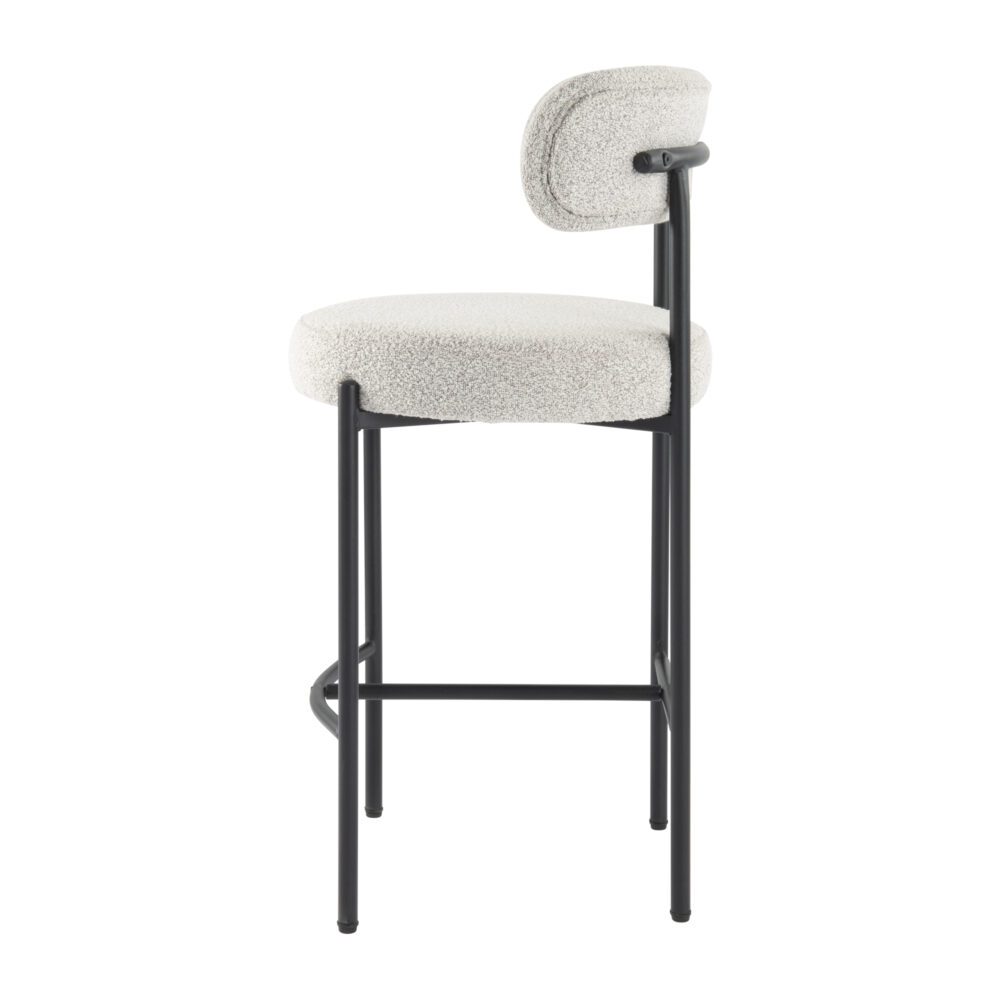 Sleek White Metal Boucle Elsa Bar Stools - Cosy Abode